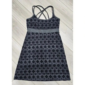 SOYBU Strappy Sun Dress Built in‎ Bra Black Gray Size Medium Geometric Print